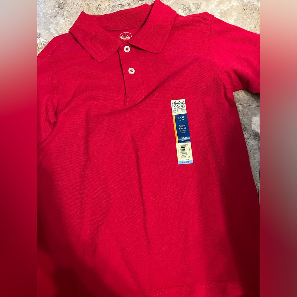 Faded Glory Red and Navy Polo - Brand New with tags